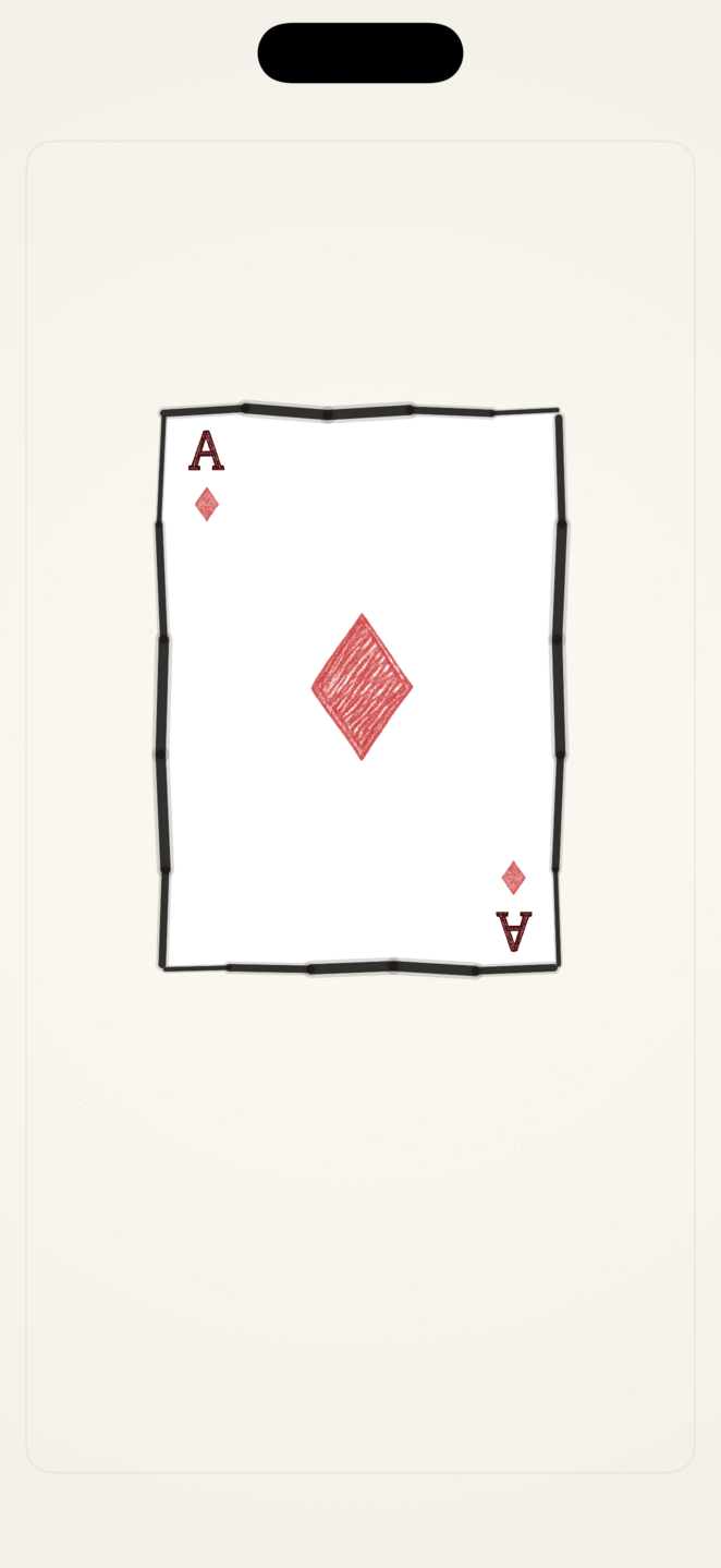 An ace of diamonds revealed inside a hand-drawn frame