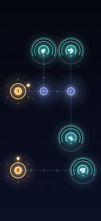 A Lumbral level: stars joined by threads, bells about to ring